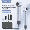 GOKOCO Secador de Cabelo 5 em 1 Conjunto, Escova Secadora 1400W Alta Velocidade 110000 Rpm, Kit Modelador Liso e Cacheado com Bocal Magnético Compatível com 110v e 127v