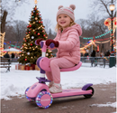 Patinete Criança Dobrável Musical com Luzes Rodas que Brilham Altura Regulável Suporta até 50kg - Premium